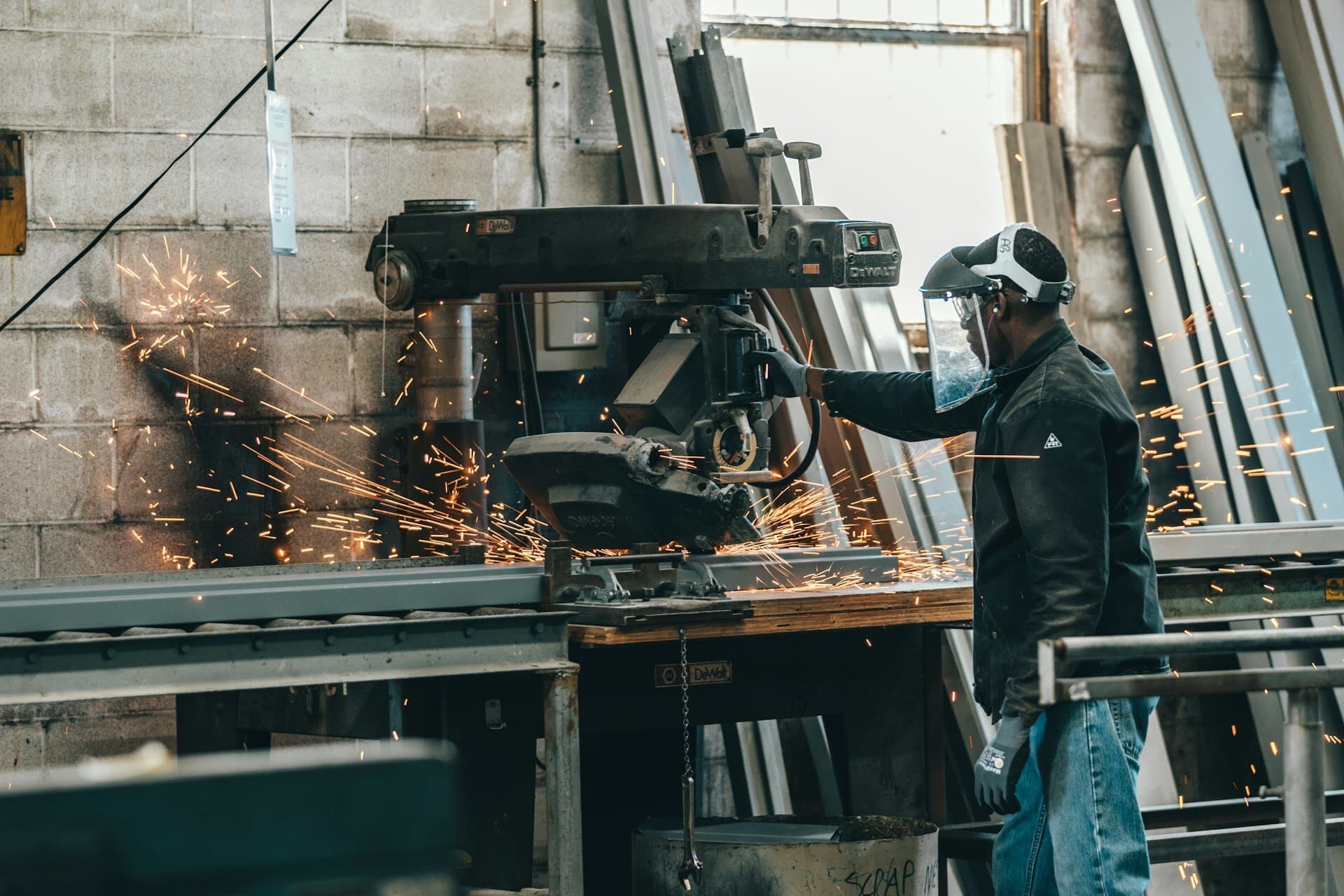 Industrial worker welding